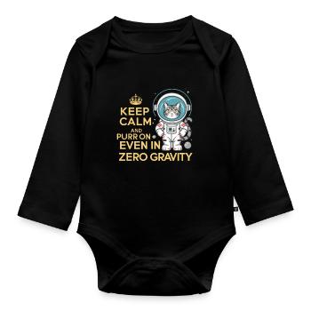 Chat, Astronaute, Astronomie, Système Solaire Externe - Body Bébé bio manches longues - noir - Devant