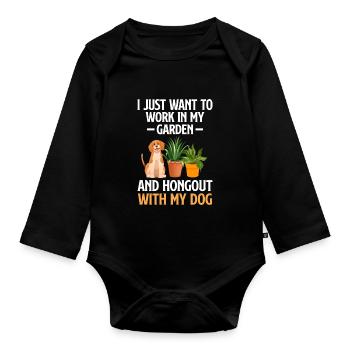 Plants, Dog Lover, Garden Gardener, Gardener - Organic Longsleeve Baby Bodysuit - black - Front