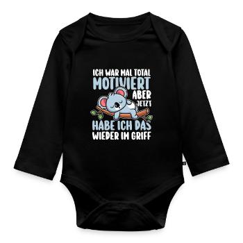 J’avais l’habitude d’être totalement motivé Koala - Body Bébé bio manches longues - noir - Devant