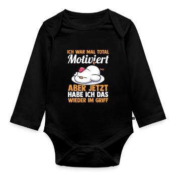 Autrefois, j’étais des poules totalement motivées - Body Bébé bio manches longues - noir - Devant