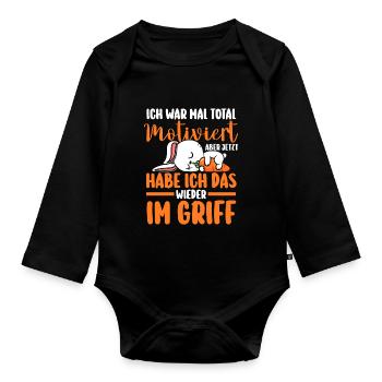 J’avais l’habitude d’être un lapin totalement motivé - Body Bébé bio manches longues - noir - Devant