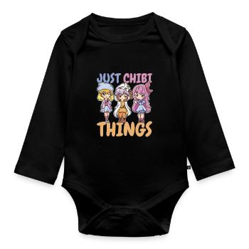 Anime Manga Chibi - Organic Longsleeve Baby Bodysuit - black - Front
