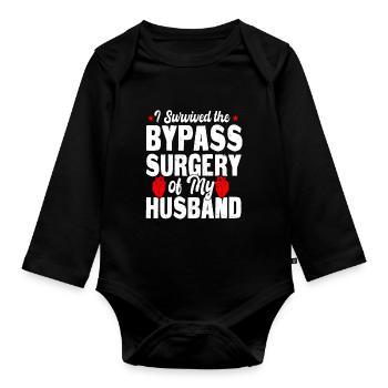 Ich Habe Die Bypass-OP Meines Mannes Überlebt - Baby Bio-Langarm-Body - Schwarz - Vorne