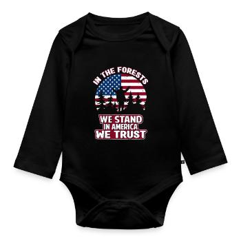 Usa bûcheron menuisier forestier vêtements - Body Bébé bio manches longues - noir - Devant