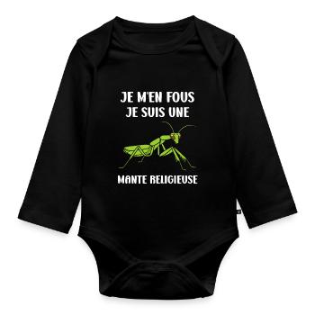 Humour insecte Mante religieuse - Body Bébé bio manches longues - noir - Devant