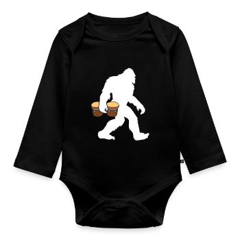 Bongo Musik Geschenk - Baby Bio-Langarm-Body - Schwarz - Vorne