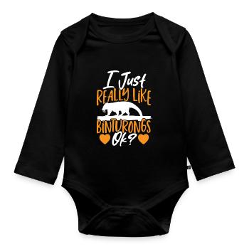 Binturong Bearcat Gift - Organic Longsleeve Baby Bodysuit - black - Front