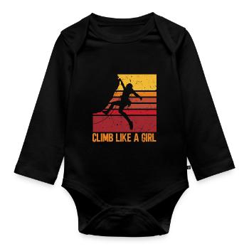 Grimpeur Escalade Montagne - Body Bébé bio manches longues - noir - Devant