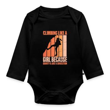 Grimpeur Escalade Montagne - Body Bébé bio manches longues - noir - Devant