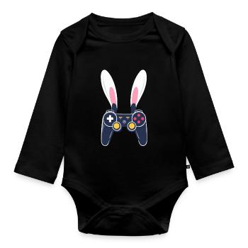 Easter Bunny Gamer & Gaming Streetwear Iconic - Organic Longsleeve Baby Bodysuit - black - Front