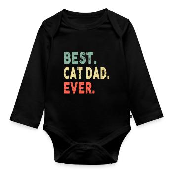 Best Cat Dad Ever Cool Daddy Funny Vintage - Organic Longsleeve Baby Bodysuit - black - Front