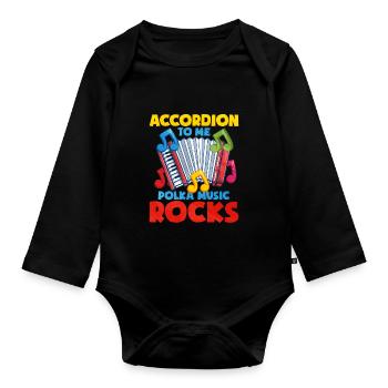 Accordéon Polka musique cadeau - Body Bébé bio manches longues - noir - Devant