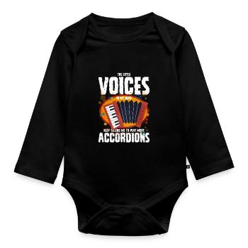 Accordéon Polka Musique Cadeau - Body Bébé bio manches longues - noir - Devant