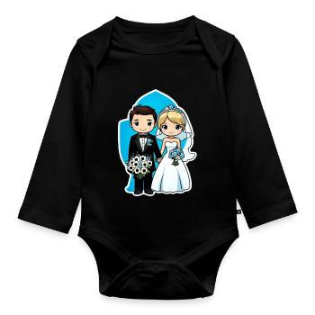 just married - pour mariage - Body Bébé bio manches longues - noir - Devant