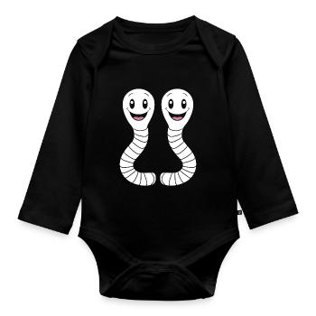 Humour ver de terre - Body Bébé bio manches longues - noir - Devant