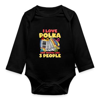 Accordéon Polka musique cadeau - Body Bébé bio manches longues - noir - Devant