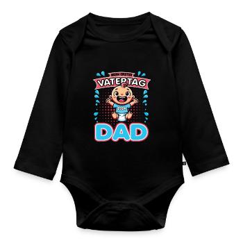 Mein Erster Vatertag als Papa 2024 - Dad - Baby Bio-Langarm-Body - Schwarz - Vorne