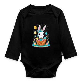 Licorne drôle lapin de Pâques Licorne mignonne Licorne de Pâques - Body Bébé bio manches longues - noir - Devant
