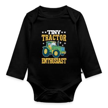 Tractor Boy Young Farmer Tractor Lover - Organic Longsleeve Baby Bodysuit - black - Front