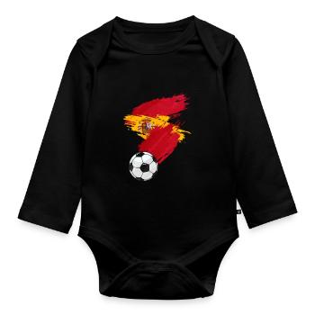 Drapeau de football de l’Espagne - Body Bébé bio manches longues - noir - Devant