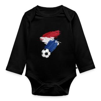 Drapeau néerlandais de football - Body Bébé bio manches longues - noir - Devant