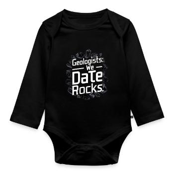 Geology Stone Hunt Agate Hunter Stone Collecting - Organic Longsleeve Baby Bodysuit - black - Front