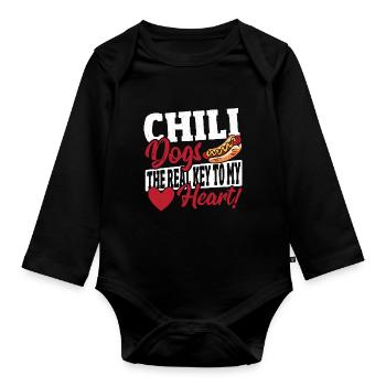 Les chiens au chili adorent le chien au chili de la Saint-Valentin - Body Bébé bio manches longues - noir - Devant