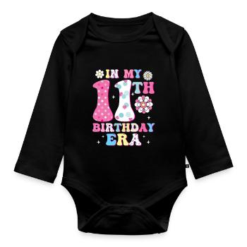 Bienvenue à l’ère de votre 11e anniversaire - Body Bébé bio manches longues - noir - Devant