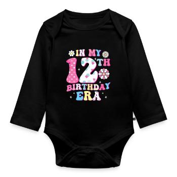 Welcome to the 12th Birthday Age - Organic Longsleeve Baby Bodysuit - black - Front