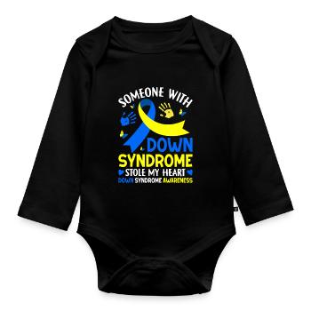 Jemand mit Down-Syndrom hat mein Herz gestohlen Lustig - Baby Bio-Langarm-Body - Schwarz - Vorne