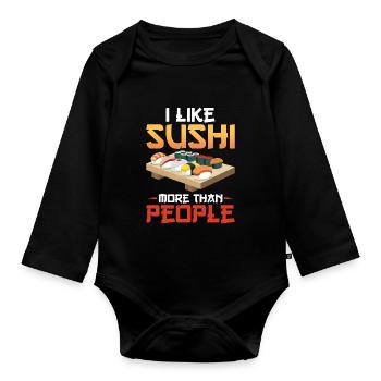 J’aime les sushis plus que les gens - Body Bébé bio manches longues - noir - Devant