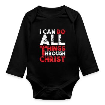 Je peux tout par Christ - Body Bébé bio manches longues - noir - Devant
