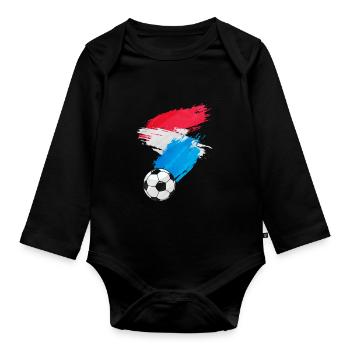 Drapeau du Luxembourg Football - Body Bébé bio manches longues - noir - Devant