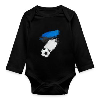 Drapeau de l’Estonie de football - Body Bébé bio manches longues - noir - Devant
