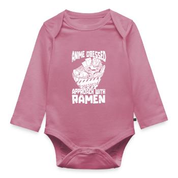 Bol de Ramen Manga Anime - Body Bébé bio manches longues - mauve - Devant