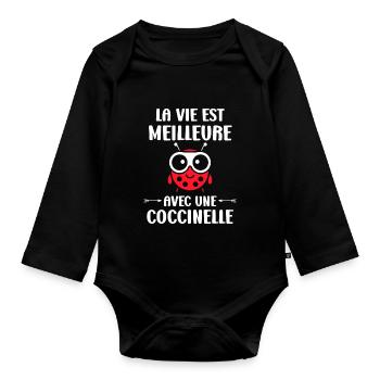 amour Coccinelle - Body Bébé bio manches longues - noir - Devant