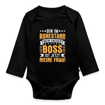 Witziges Ruhestand Abschiedsgeschenk - Baby Bio-Langarm-Body - Schwarz - Vorne