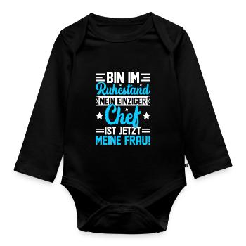 Ruhestand Rente Lustig 2024 2025 2026 - Baby Bio-Langarm-Body - Schwarz - Vorne