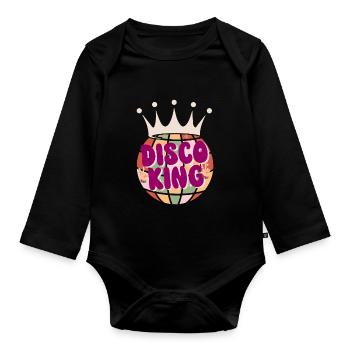 Disco Groovy Hippie 70s 80er Vintage Siebziger - Baby Bio-Langarm-Body - Schwarz - Vorne