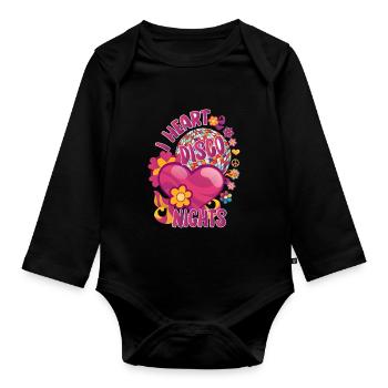 Disco Groovy Hippie 70s 80s Vintage Seventies - Organic Longsleeve Baby Bodysuit - black - Front