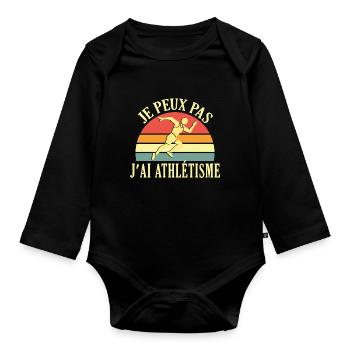 I Can't I Athletics Athlete Runner Funny - Organic Longsleeve Baby Bodysuit - black - Front