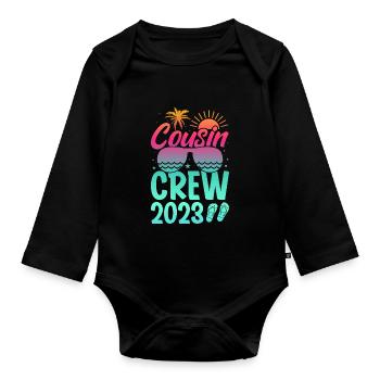 Cousin Crew Tie Dye Family Vacation Cruise Funny - Organic Longsleeve Baby Bodysuit - black - Front