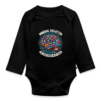 Geology Stone Hunt Agate Hunter Stone Collecting - Organic Longsleeve Baby Bodysuit - black - Front