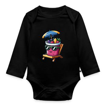 Sunny Smoothie Bowl Relaxation - Organic Longsleeve Baby Bodysuit - black - Front