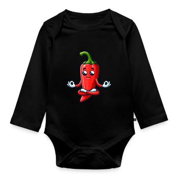 Caractère décontracté de poivron rouge - Body Bébé bio manches longues - noir - Devant
