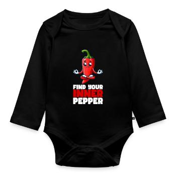 Finde Dein Inneres Peperoni - Baby Bio-Langarm-Body - Schwarz - Vorne