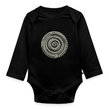 Pétroglyphe Art rupestre ancien Rock dessin indien - Body Bébé bio manches longues - noir - Devant