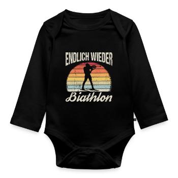 Biathlon, Lover, Winter Sports, Biathlete, Skier, Mountain - Organic Longsleeve Baby Bodysuit - black - Front