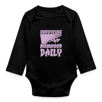 Mom Mom Climbing Climbing Maternity - Organic Longsleeve Baby Bodysuit - black - Front