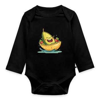 Avocado Guacamole Taco Fiesta - Organic Longsleeve Baby Bodysuit - black - Front